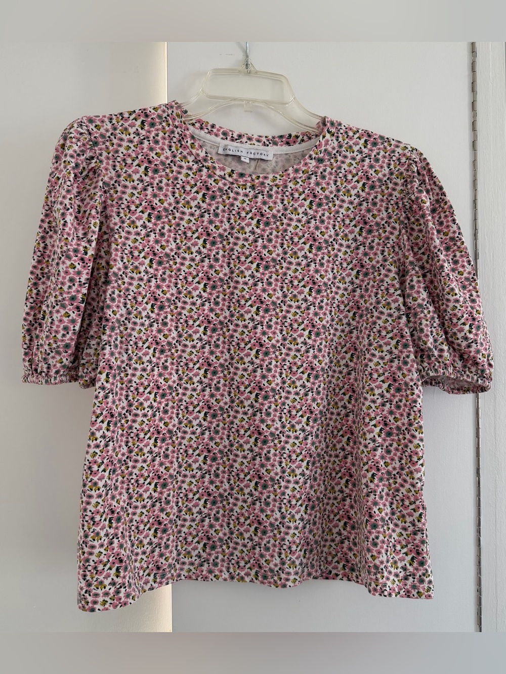 English Factory Floral Short Sleeve Tee Ruffle Sleeve Cottagecore Dainty M NWOT